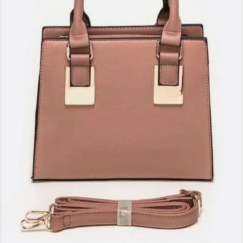 Mauve Convertible Structure Satchel Handbag